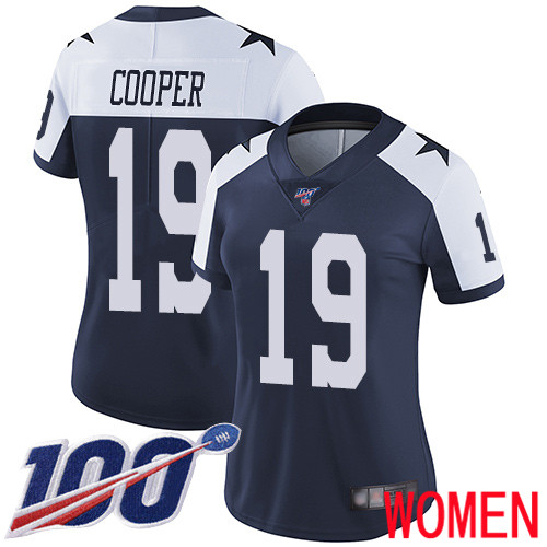 Women Dallas Cowboys Limited Navy Blue Amari Cooper Alternate #19 100th Season Vapor Untouchable Throwback NFL Jersey->women nfl jersey->Women Jersey
